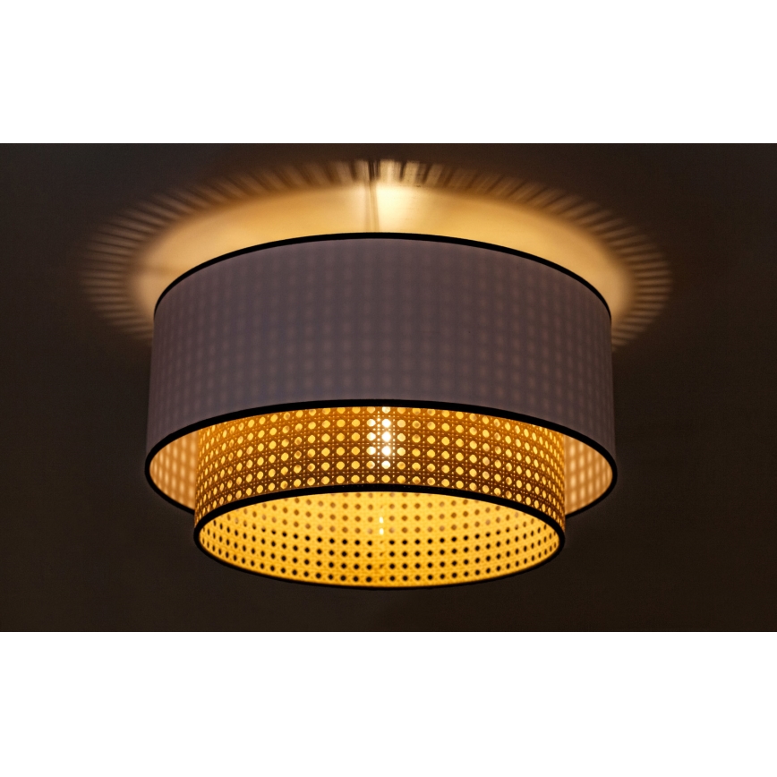 Duolla - Lubinis šviestuvas BOHO 1xE27/15W/230V diametras 45 cm balta/rotangas