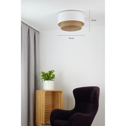 Duolla - Lubinis šviestuvas BOHO 1xE27/15W/230V diametras 45 cm balta/ruda