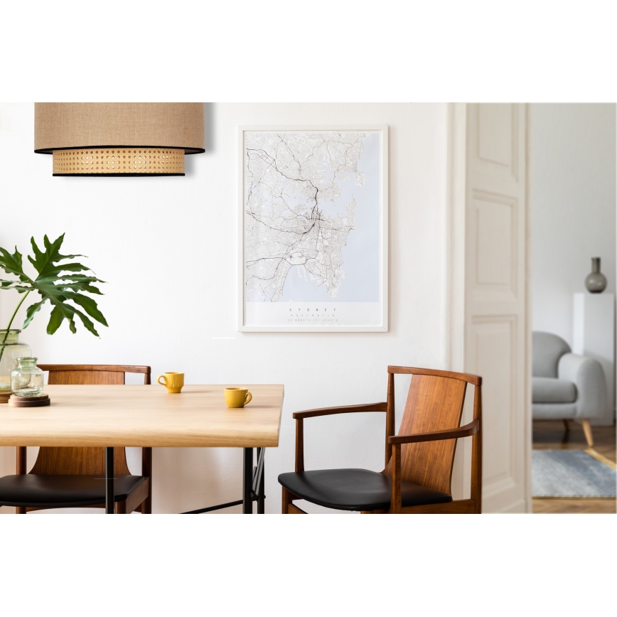 Duolla - Lubinis šviestuvas BOHO 1xE27/15W/230V diametras 45 cm smėlio spalva/rotangas