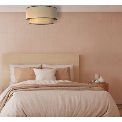 Duolla - Lubinis šviestuvas BOHO 1xE27/15W/230V diametras 45 cm smėlio spalva/rotangas