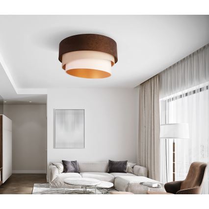 Duolla - Lubinis šviestuvas DEVON 1xE27/40W/230V diametras 45 cm ruda/smėlio spalva