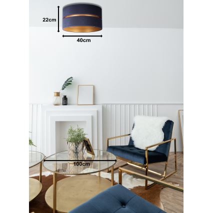 Duolla - Lubinis šviestuvas DUO 1xE27/15W/230V diametras 40 cm mėlyna/auksas