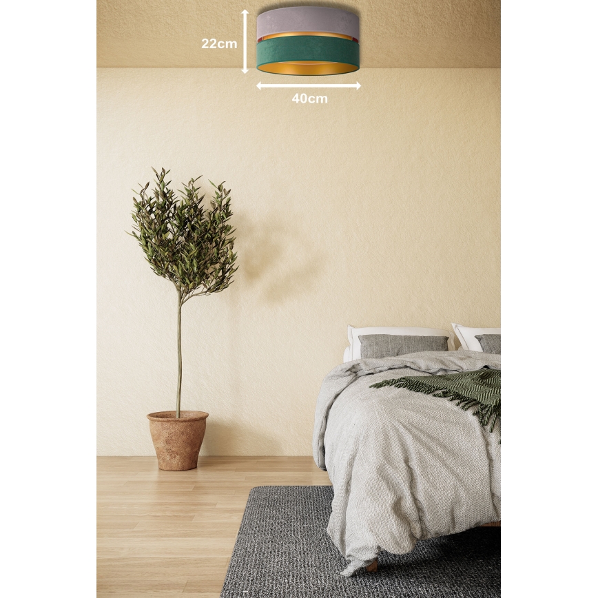 Duolla - Lubinis šviestuvas DUO 1xE27/15W/230V diametras 40 cm pilka/žalia/auksas