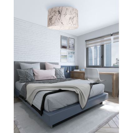 Duolla - Lubinis šviestuvas MARBLE 1xE27/40W/230V diametras 45 cm balta/pilka