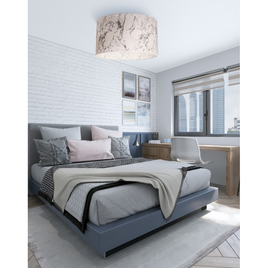 Duolla - Lubinis šviestuvas MARBLE 1xE27/40W/230V diametras 45 cm balta/pilka