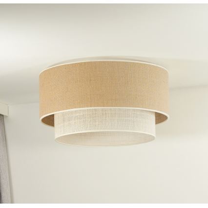 Duolla - Lubinis šviestuvas YUTE BOHO 1xE27/15W/230V diametras 45 cm ruda/kreminė