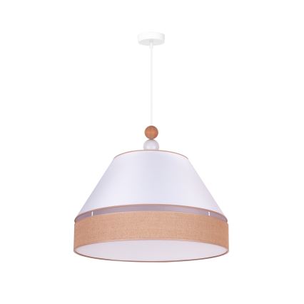 Duolla - Pakabinamas sietynas AVIGNON 1xE27/15W/230V d. 60 cm baltas/rudas