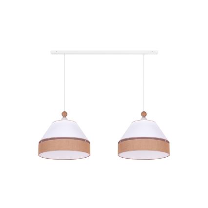 Duolla - Pakabinamas sietynas AVIGNON 2xE27/15W/230V baltas/rudas