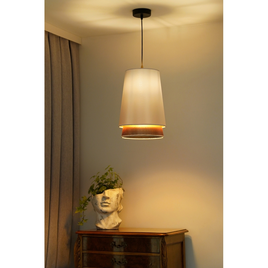 Duolla - Pakabinamas sietynas BELL SHINY 1xE27/15W/230V diametras 25 cm balta/varis