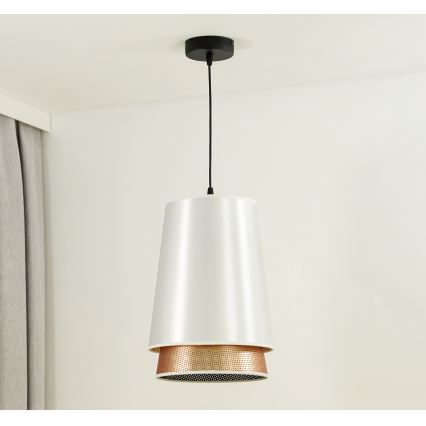 Duolla - Pakabinamas sietynas BELL SHINY 1xE27/15W/230V diametras 25 cm balta/varis