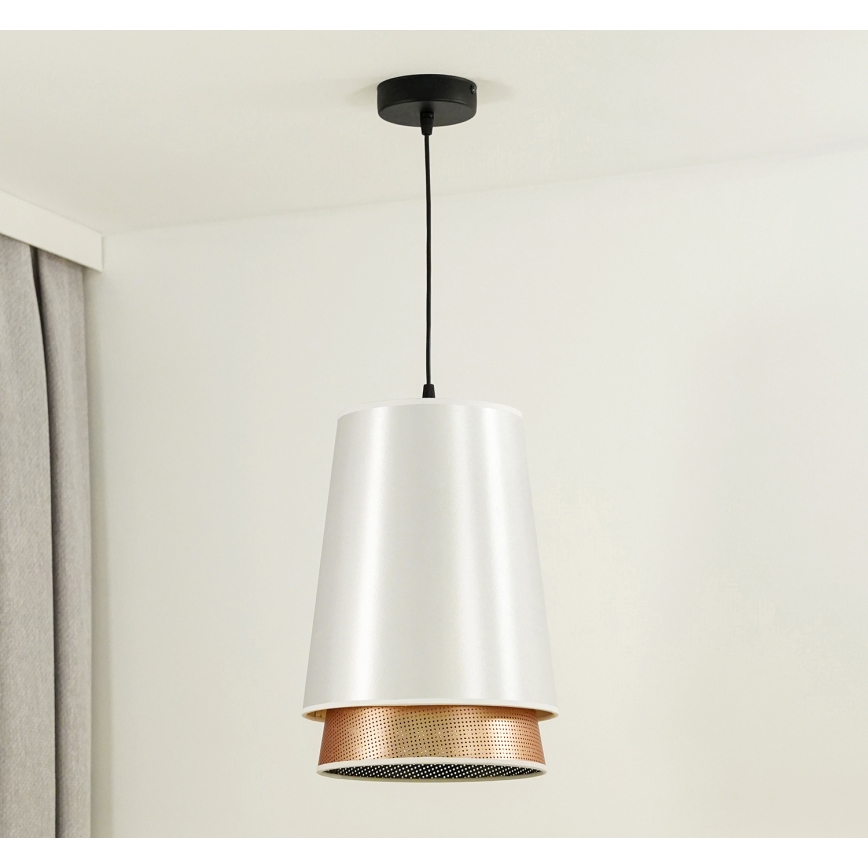 Duolla - Pakabinamas sietynas BELL SHINY 1xE27/15W/230V diametras 25 cm balta/varis