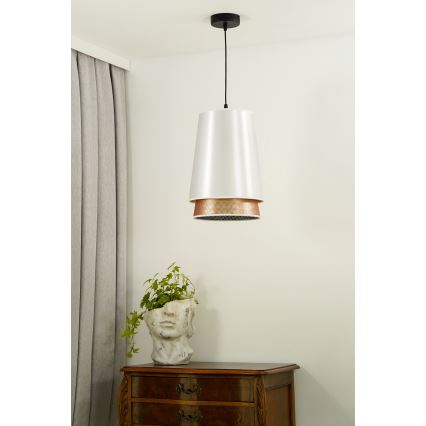 Duolla - Pakabinamas sietynas BELL SHINY 1xE27/15W/230V diametras 25 cm balta/varis
