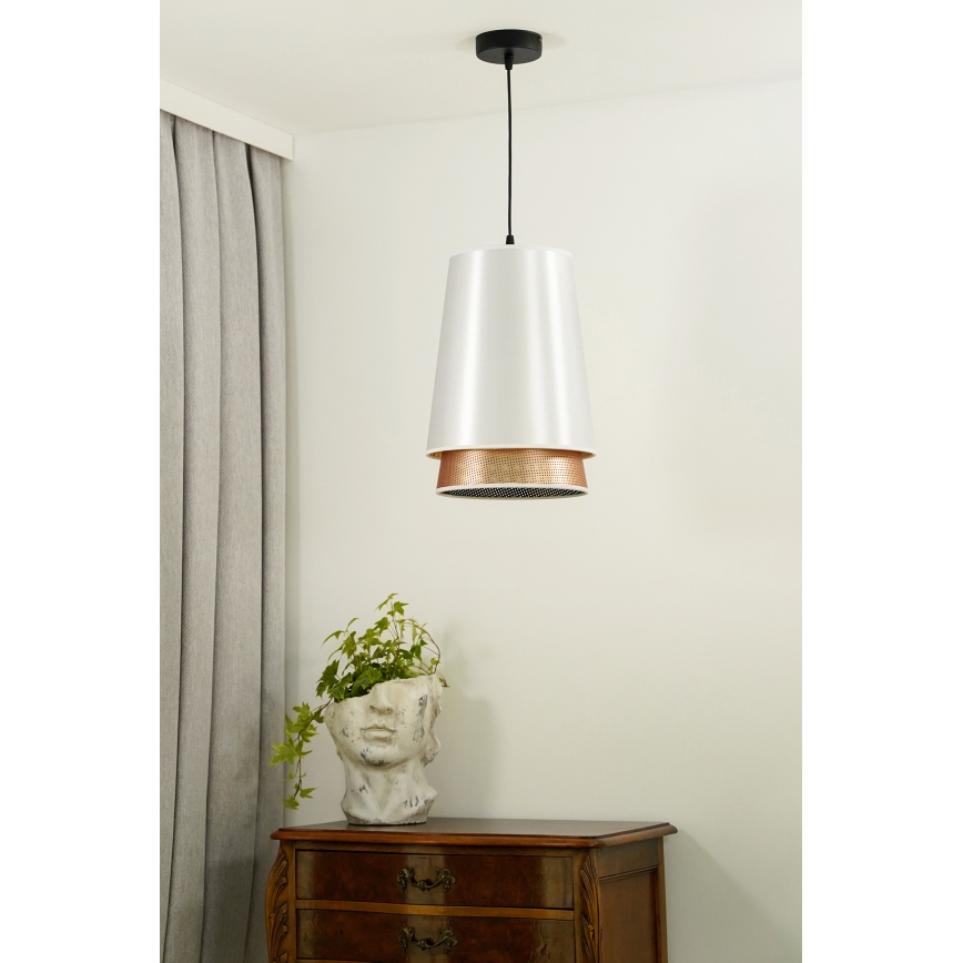 Duolla - Pakabinamas sietynas BELL SHINY 1xE27/15W/230V diametras 25 cm balta/varis