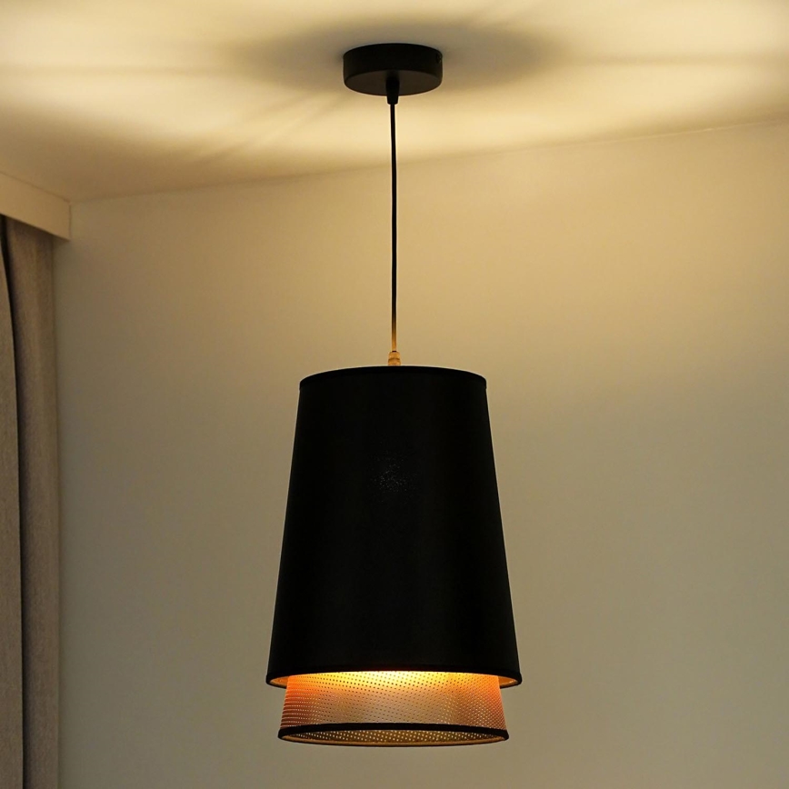 Duolla - Pakabinamas sietynas BELL SHINY 1xE27/15W/230V diametras 25 cm juoda/varis