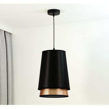 Duolla - Pakabinamas sietynas BELL SHINY 1xE27/15W/230V diametras 25 cm juoda/varis