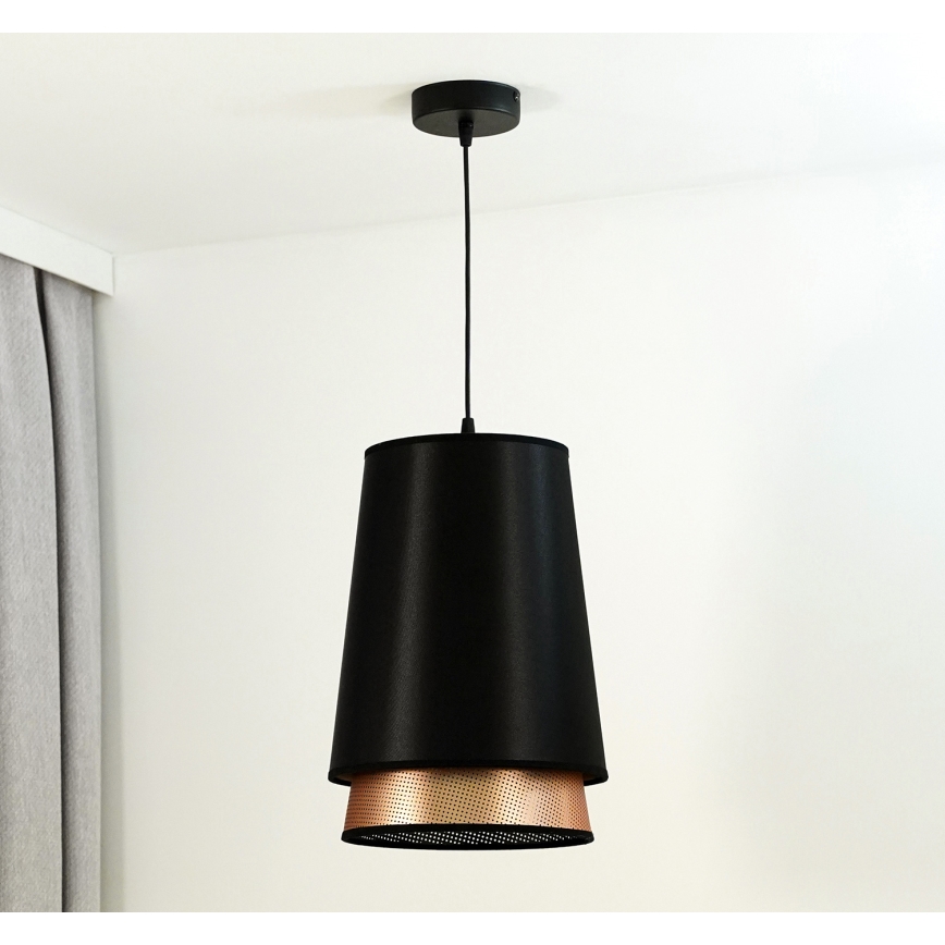 Duolla - Pakabinamas sietynas BELL SHINY 1xE27/15W/230V diametras 25 cm juoda/varis