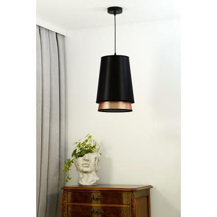 Duolla - Pakabinamas sietynas BELL SHINY 1xE27/15W/230V diametras 25 cm juoda/varis