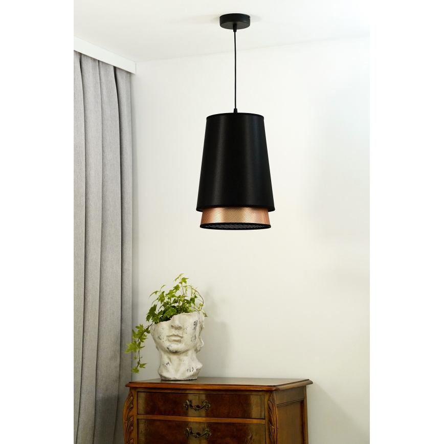 Duolla - Pakabinamas sietynas BELL SHINY 1xE27/15W/230V diametras 25 cm juoda/varis