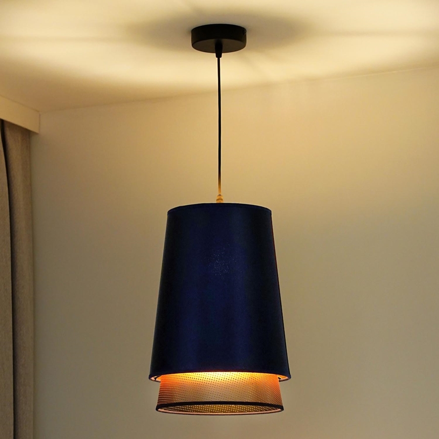 Duolla - Pakabinamas sietynas BELL SHINY 1xE27/15W/230V diametras 25 cm mėlyna/varis