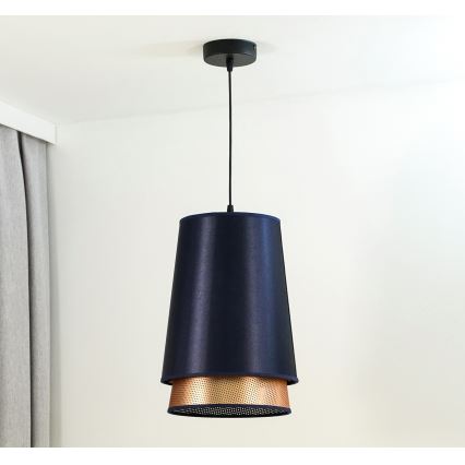 Duolla - Pakabinamas sietynas BELL SHINY 1xE27/15W/230V diametras 25 cm mėlyna/varis