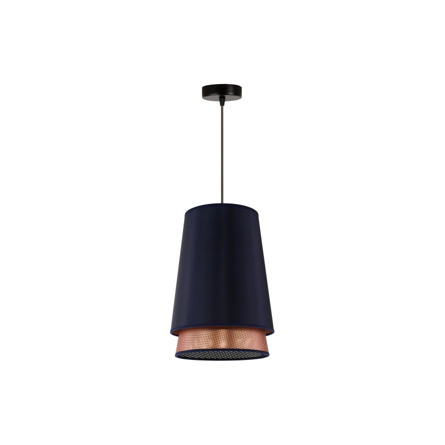 Duolla - Pakabinamas sietynas BELL SHINY 1xE27/15W/230V diametras 25 cm mėlyna/varis