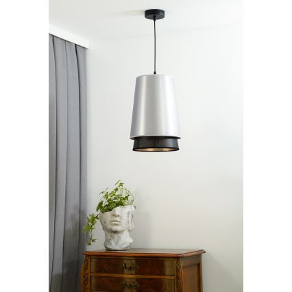 Duolla - Pakabinamas sietynas BELL SHINY 1xE27/15W/230V diametras 25 cm sidabras/juoda