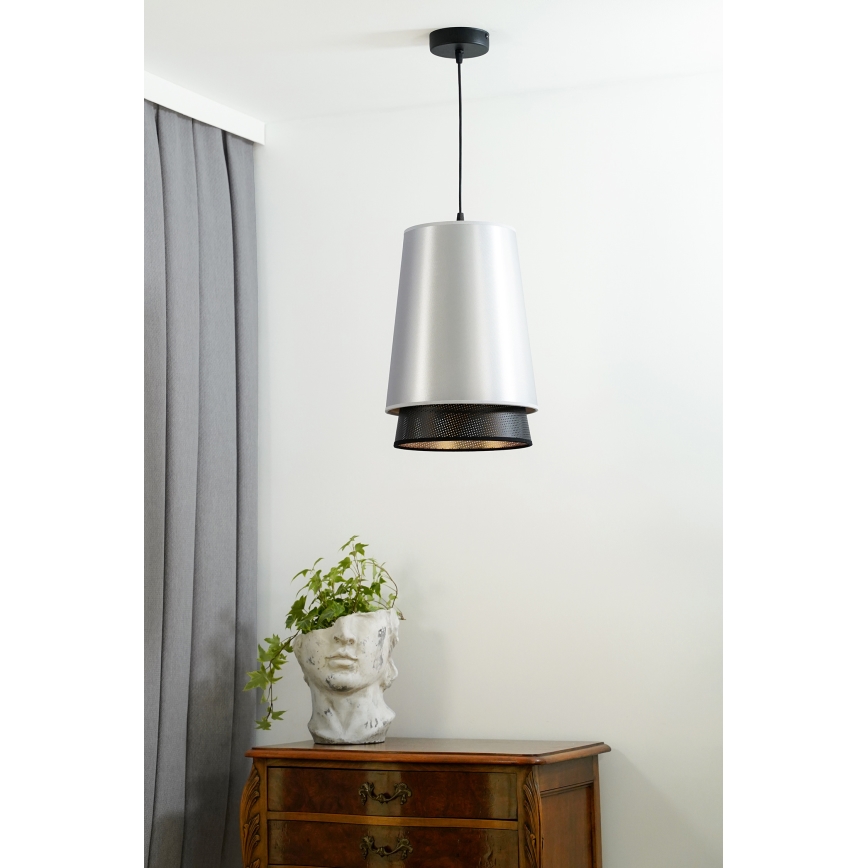 Duolla - Pakabinamas sietynas BELL SHINY 1xE27/15W/230V diametras 25 cm sidabras/juoda