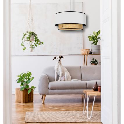 Duolla - Pakabinamas sietynas BOHO 1xE27/15W/230V diametras 45 cm balta/rotangas