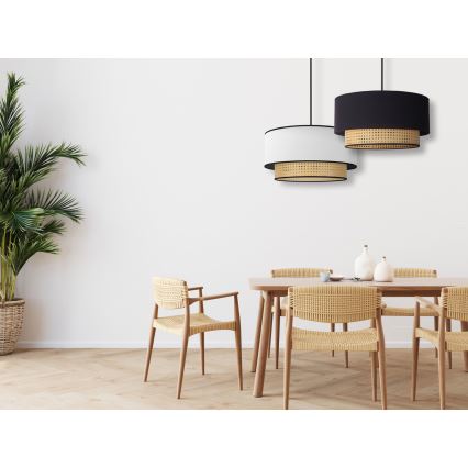 Duolla - Pakabinamas sietynas BOHO 1xE27/15W/230V diametras 45 cm balta/rotangas