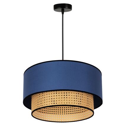 Duolla - Pakabinamas sietynas BOHO 1xE27/15W/230V diametras 45 cm mėlyna/rotangas