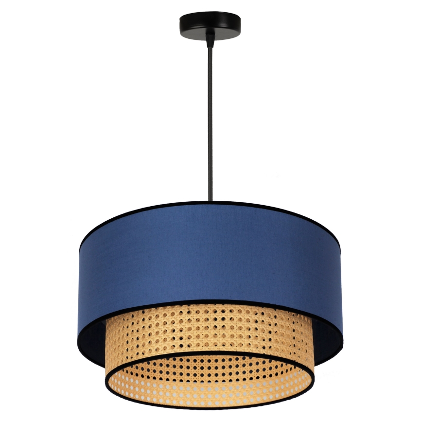 Duolla - Pakabinamas sietynas BOHO 1xE27/15W/230V diametras 45 cm mėlyna/rotangas