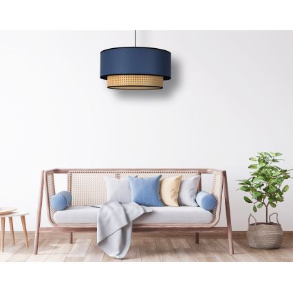 Duolla - Pakabinamas sietynas BOHO 1xE27/15W/230V diametras 45 cm mėlyna/rotangas