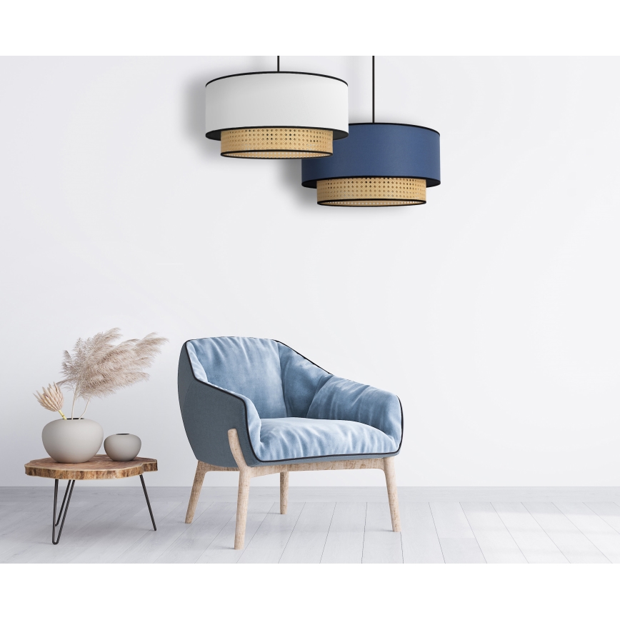 Duolla - Pakabinamas sietynas BOHO 1xE27/15W/230V diametras 45 cm mėlyna/rotangas