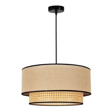 Duolla - Pakabinamas sietynas BOHO 1xE27/15W/230V diametras 45 cm smėlio spalva/rotangas
