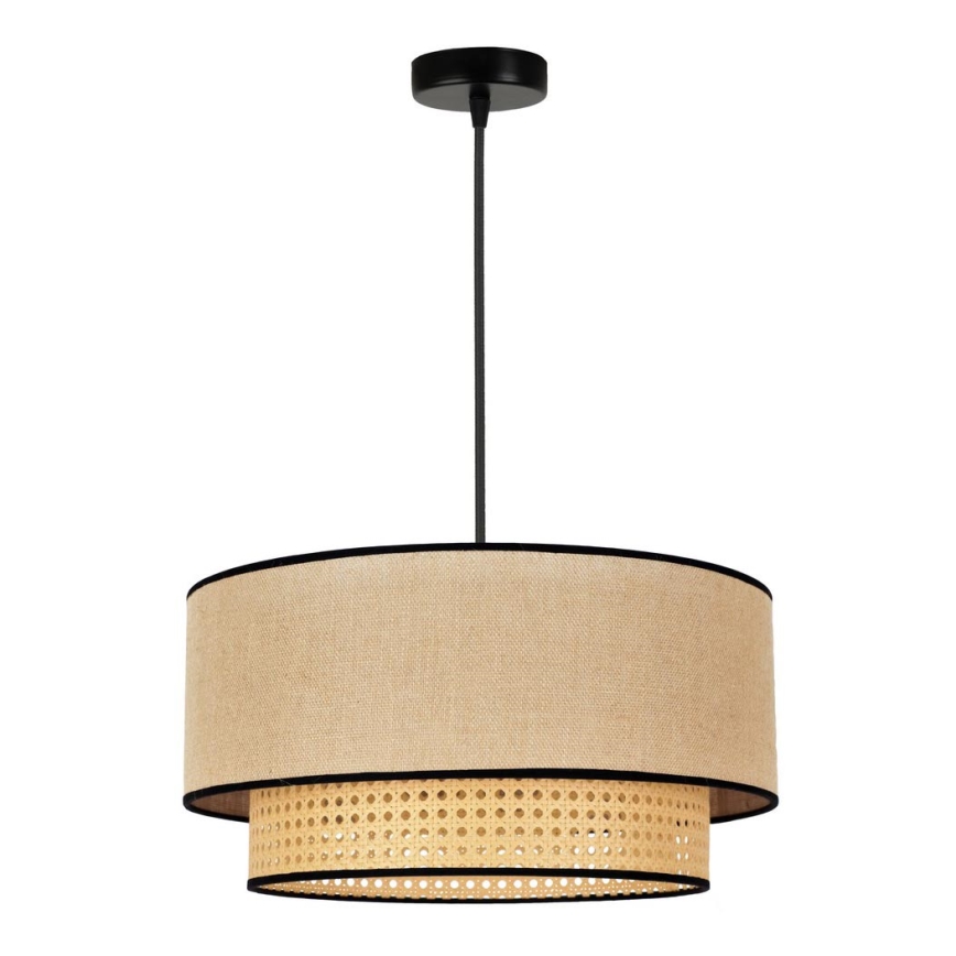 Duolla - Pakabinamas sietynas BOHO 1xE27/15W/230V diametras 45 cm smėlio spalva/rotangas
