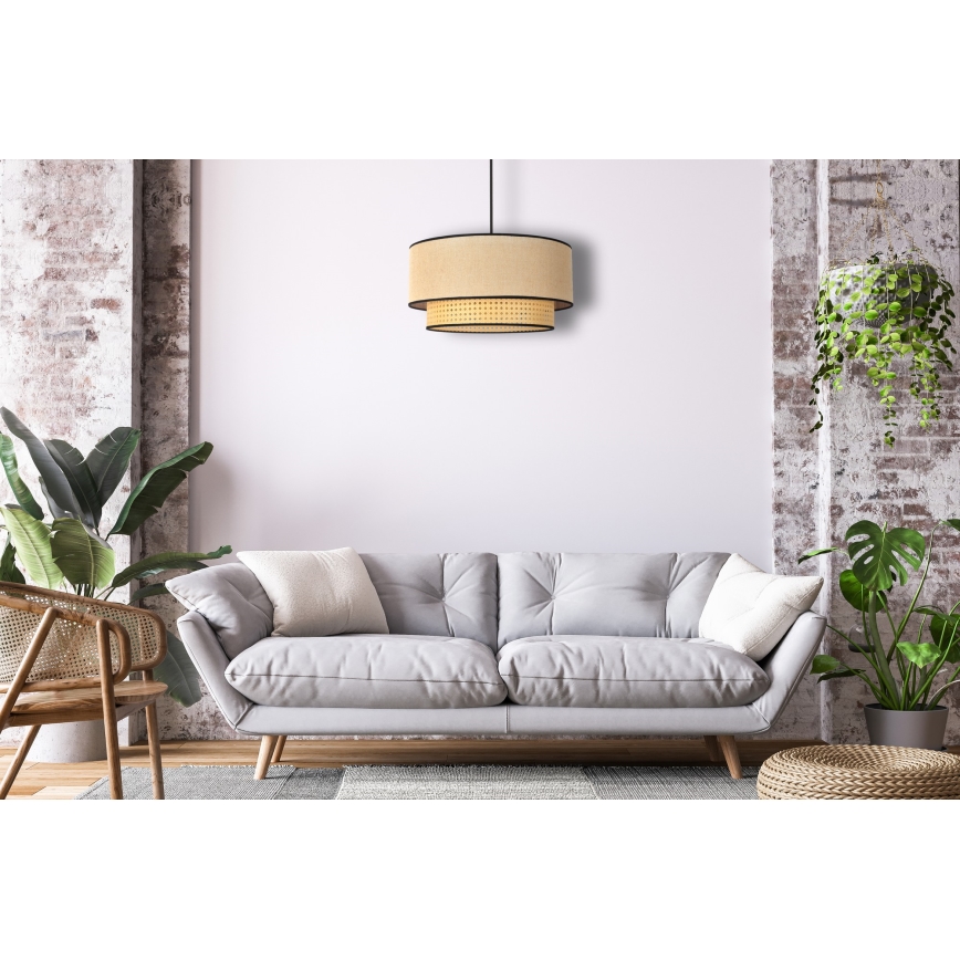 Duolla - Pakabinamas sietynas BOHO 1xE27/15W/230V diametras 45 cm smėlio spalva/rotangas