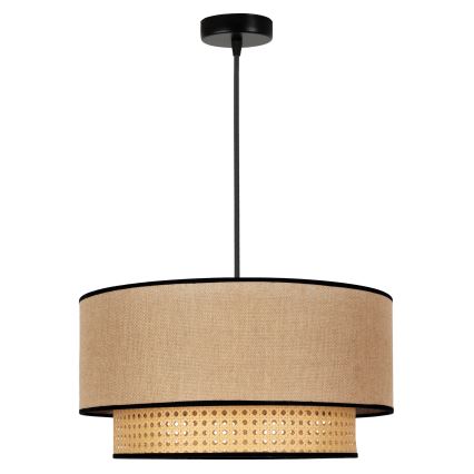 Duolla - Pakabinamas sietynas BOHO 1xE27/15W/230V diametras 45 cm smėlio spalva/rotangas