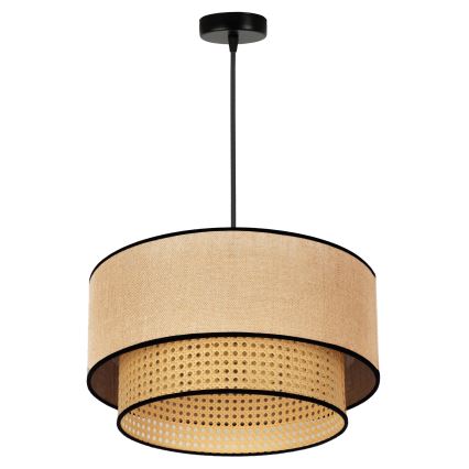 Duolla - Pakabinamas sietynas BOHO 1xE27/15W/230V diametras 45 cm smėlio spalva/rotangas