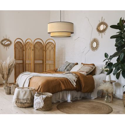 Duolla - Pakabinamas sietynas BOHO 1xE27/15W/230V diametras 45 cm smėlio spalva/rotangas
