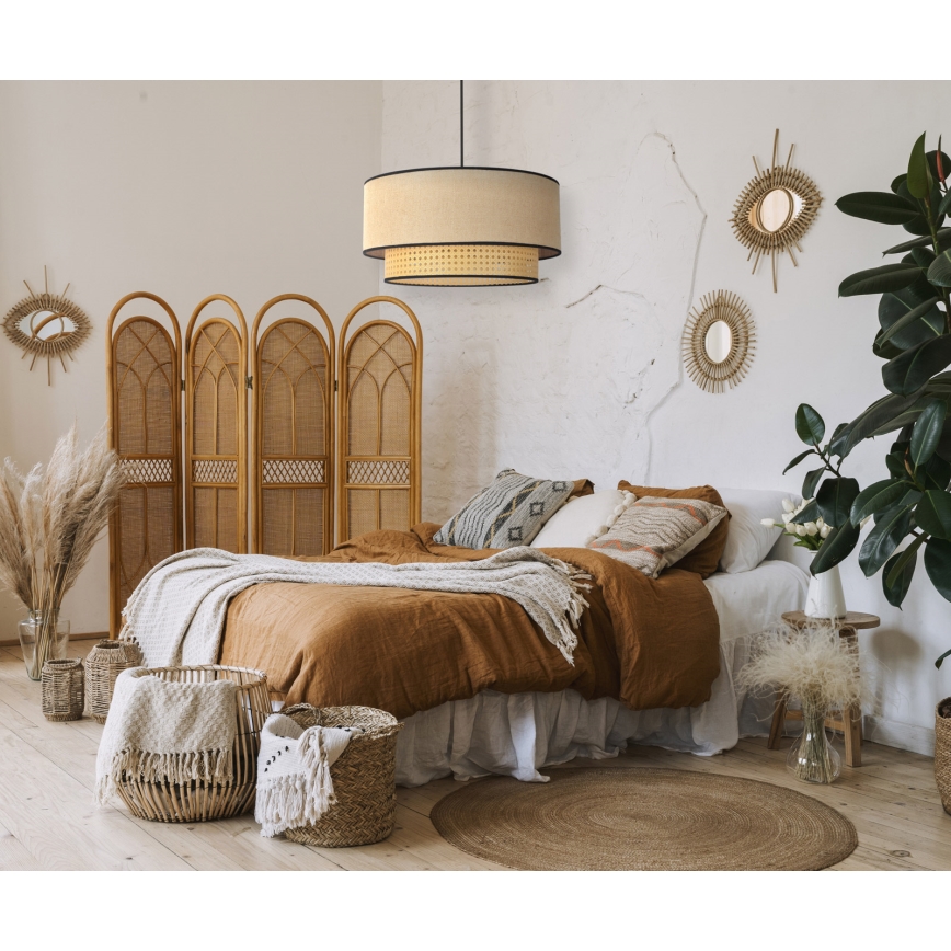 Duolla - Pakabinamas sietynas BOHO 1xE27/15W/230V diametras 45 cm smėlio spalva/rotangas
