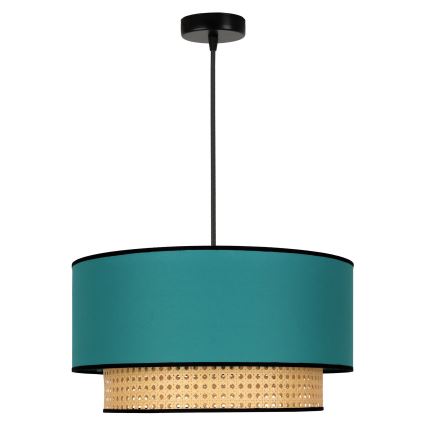 Duolla - Pakabinamas sietynas BOHO 1xE27/15W/230V diametras 45 cm turkis/rotangas