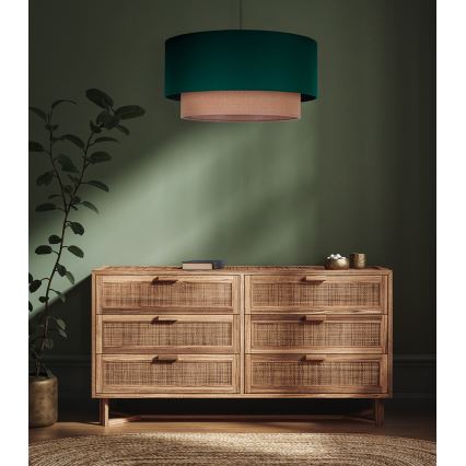 Duolla - Pakabinamas sietynas BOHO 1xE27/15W/230V diametras 45 cm žalia/ruda