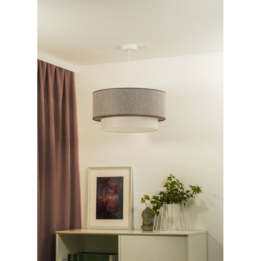 Duolla - Pakabinamas sietynas BOHO ECO RECYCLING 1xE27/15W/230V diametras 45 cm ruda/kreminė