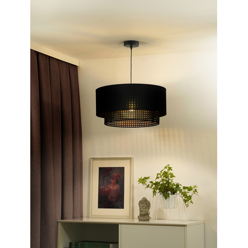 Duolla - Pakabinamas sietynas BOHO RATTAN 1xE27/15W/230V diametras 45 cm juoda