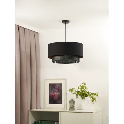 Duolla - Pakabinamas sietynas BOHO RATTAN 1xE27/15W/230V diametras 45 cm juoda