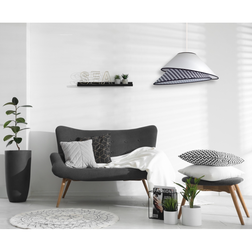 Duolla - Pakabinamas sietynas COCO 1xE27/40W/230V diametras 50 cm balta/juoda