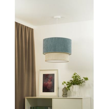 Duolla - Pakabinamas sietynas CORDUROY 1xE27/15W/230V diametras 40 cm mėlyna/smėlio spalva