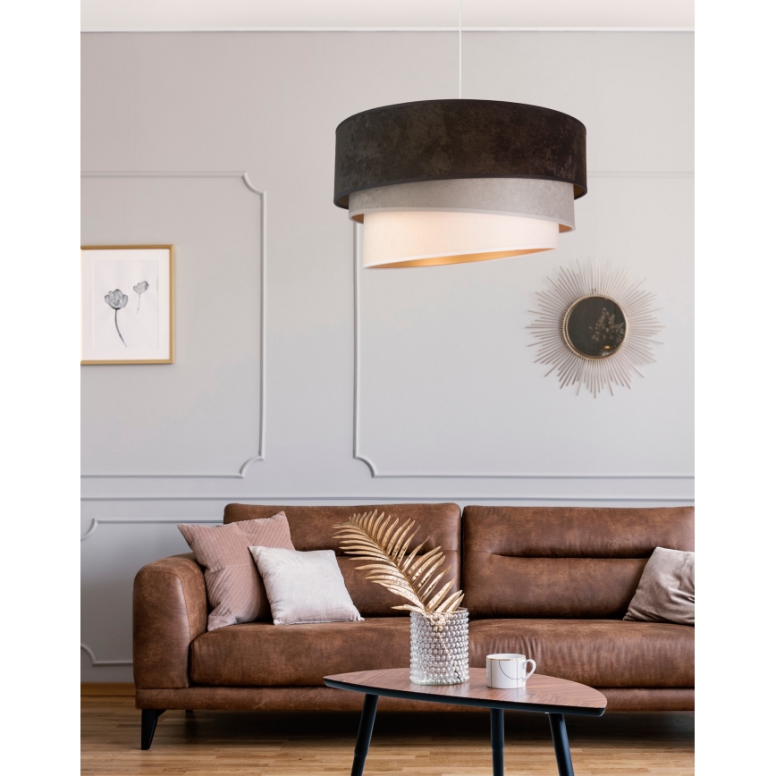 Duolla - Pakabinamas sietynas DEVON 1xE27/40W/230V diametras 45 cm juoda/pilka/smėlio spalva