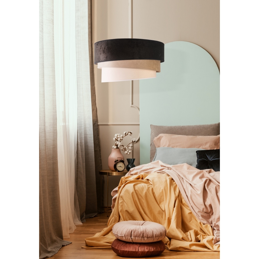 Duolla - Pakabinamas sietynas DEVON 1xE27/40W/230V diametras 45 cm juoda/smėlio spalva