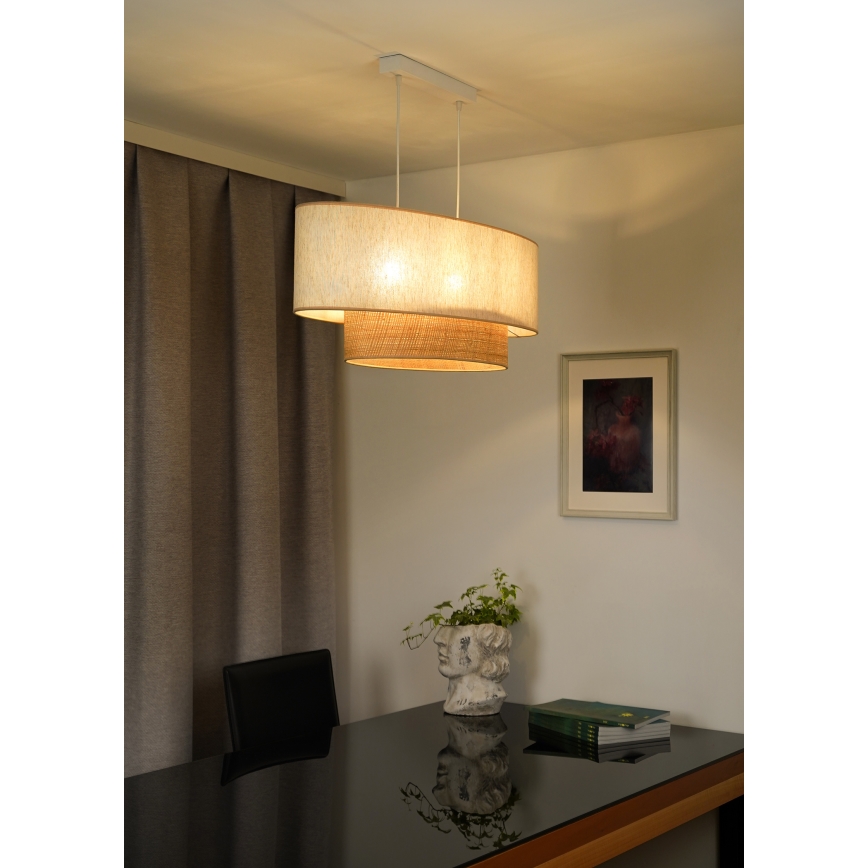 Duolla - Pakabinamas sietynas DOUBLE OVAL NATURE 2xE27/15W/230V kreminė/smėlio spalva